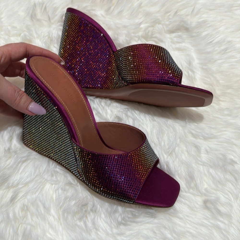 New Amina Muaddi Lupita crystal wedge sandals size 40.5EU - Picture 13 of 13